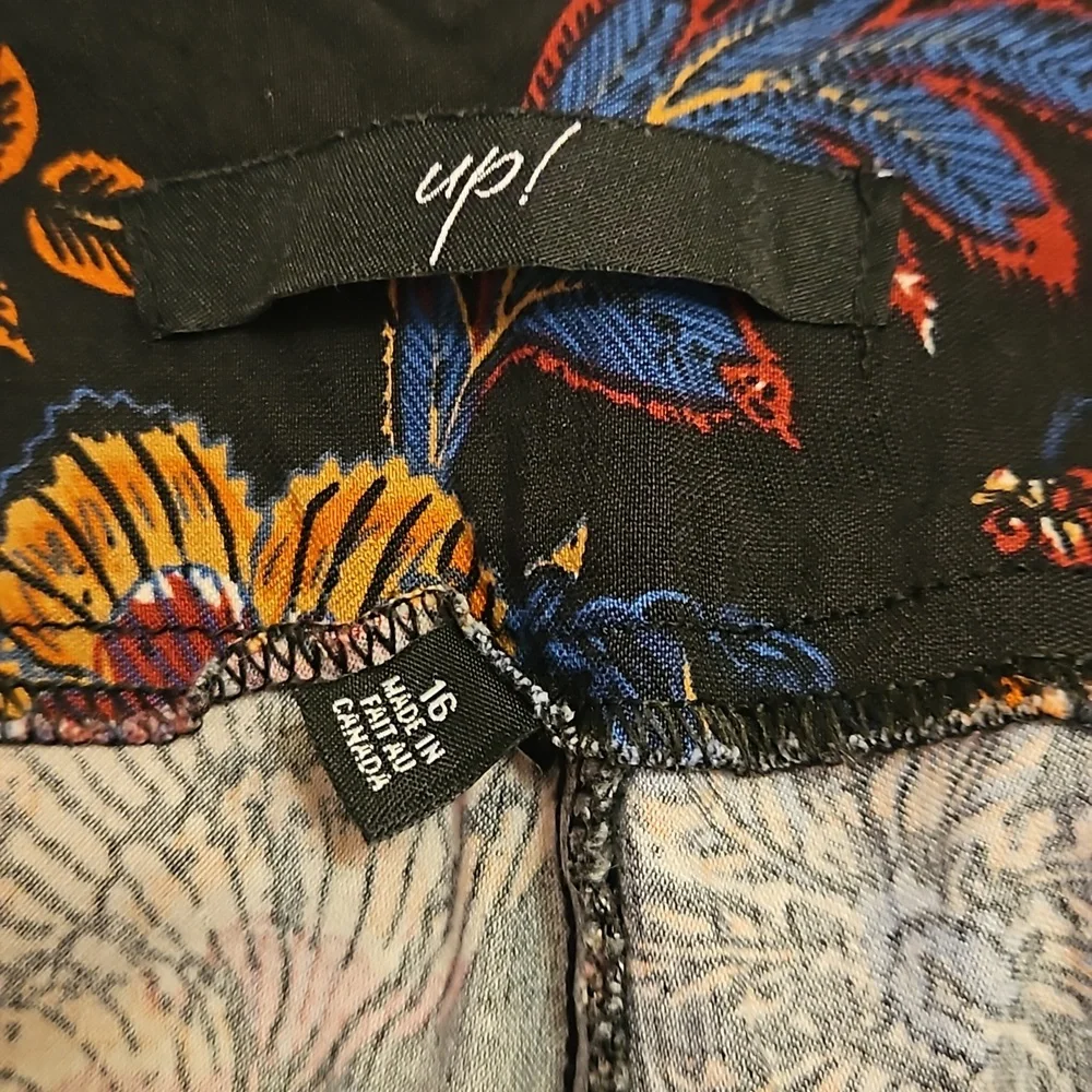 Up! Brand 1X Shaping Floral Pull-On Pants Stretchy Straight Leg G-0468